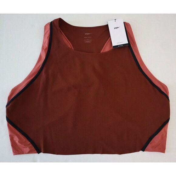 Nike DR0779-217 Women's Plus Sz 1X Brown Dri-Fit Luxe Slim Fit Cropped Tank Top - Picture 1 of 7